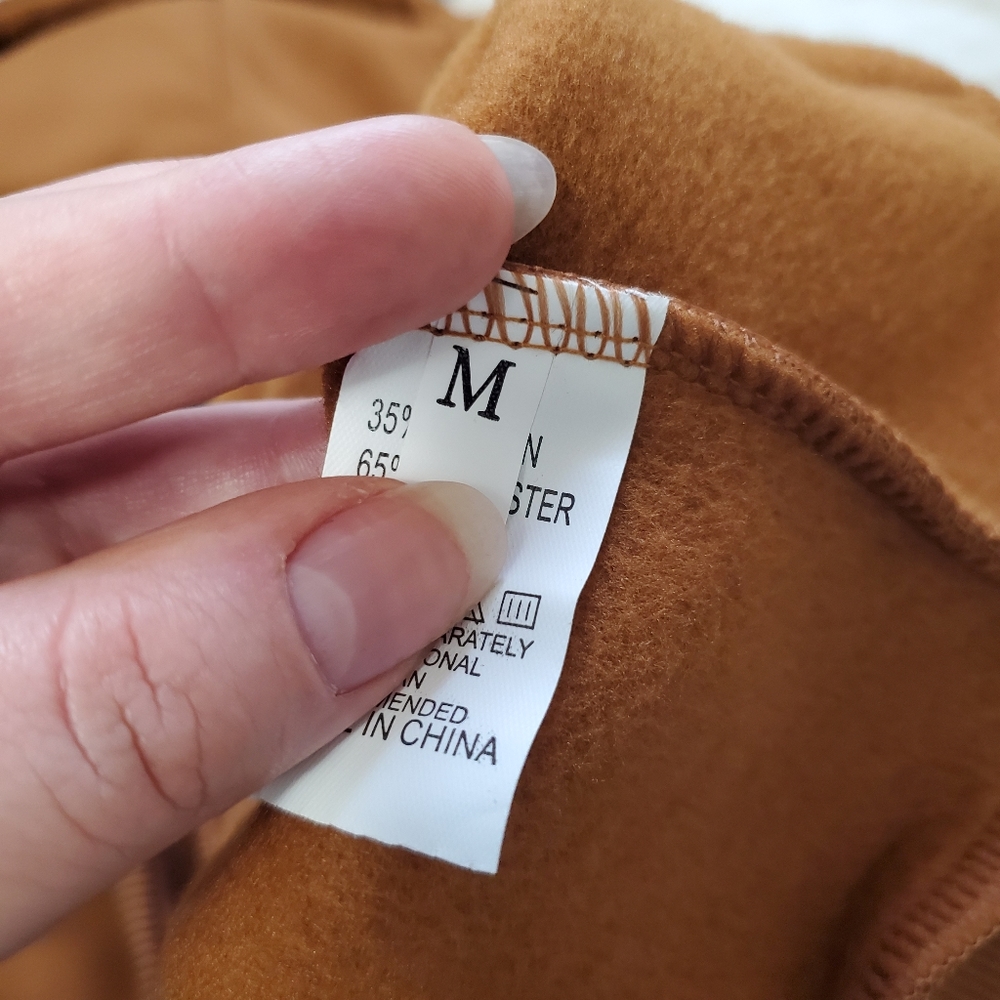 Cozy Gingerbread colored bomber jacket style hoodie with zip up and pockets M - Picture 3 of 7